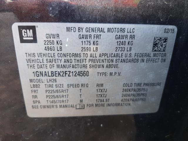 Photo 9 VIN: 1GNALBEK2FZ124560 - CHEVROLET EQUINOX LT 