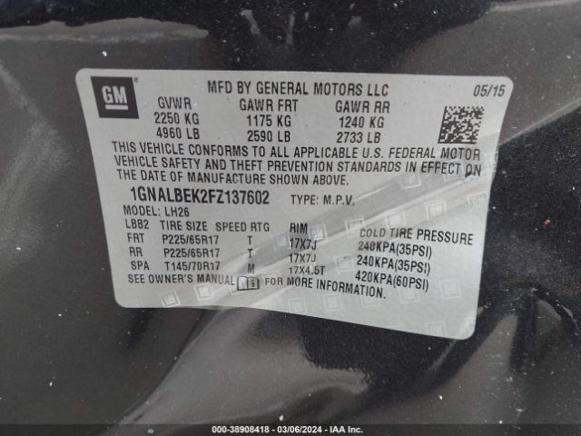 Photo 8 VIN: 1GNALBEK2FZ137602 - CHEVROLET EQUINOX 