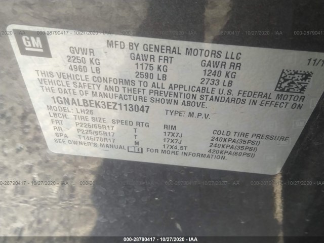 Photo 8 VIN: 1GNALBEK3EZ113047 - CHEVROLET EQUINOX 