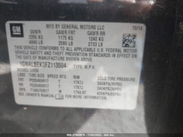 Photo 8 VIN: 1GNALBEK3FZ113504 - CHEVROLET EQUINOX 