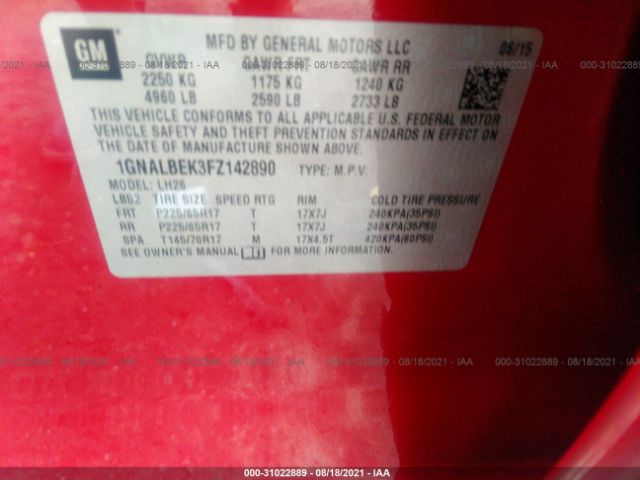 Photo 8 VIN: 1GNALBEK3FZ142890 - CHEVROLET EQUINOX 