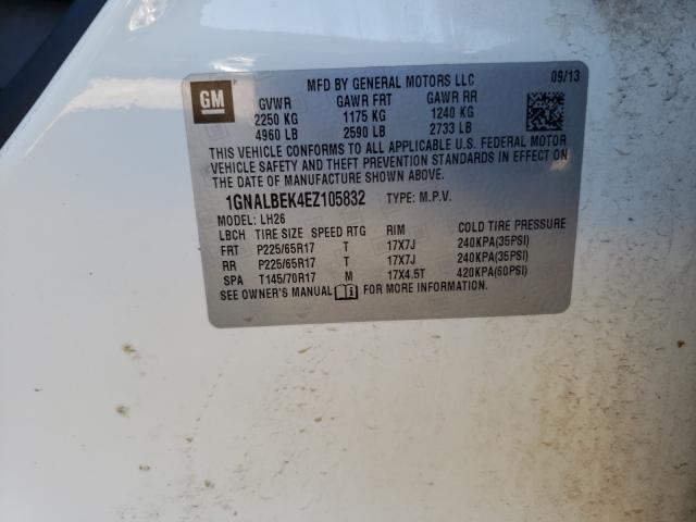 Photo 9 VIN: 1GNALBEK4EZ105832 - CHEVROLET EQUINOX LT 