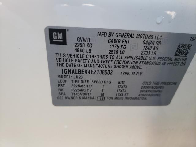 Photo 9 VIN: 1GNALBEK4EZ108603 - CHEVROLET EQUINOX LT 