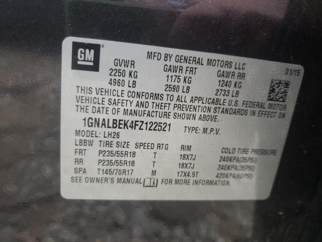 Photo 9 VIN: 1GNALBEK4FZ122521 - CHEVROLET EQUINOX LT 