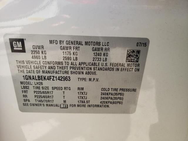 Photo 9 VIN: 1GNALBEK4FZ142963 - CHEVROLET EQUINOX LT 