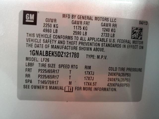 Photo 12 VIN: 1GNALBEK5DZ121780 - CHEVROLET EQUINOX LS 