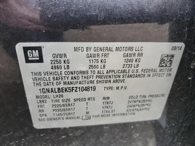 Photo 9 VIN: 1GNALBEK5FZ104819 - CHEVROLET EQUINOX LT 