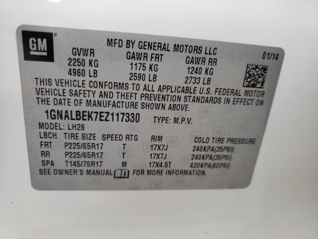 Photo 9 VIN: 1GNALBEK7EZ117330 - CHEVROLET EQUINOX LT 