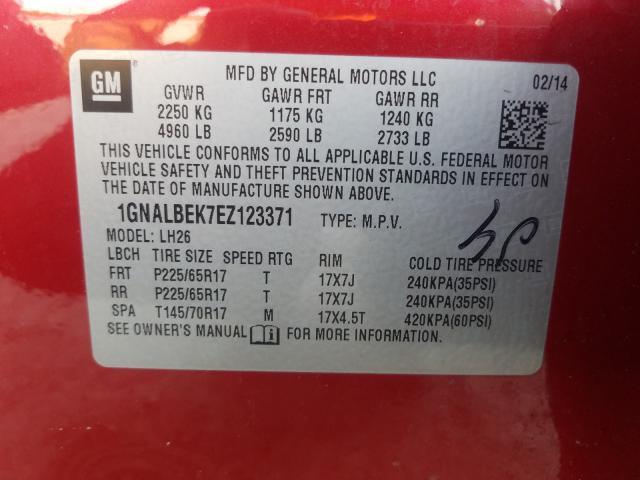 Photo 9 VIN: 1GNALBEK7EZ123371 - CHEVROLET EQUINOX LT 