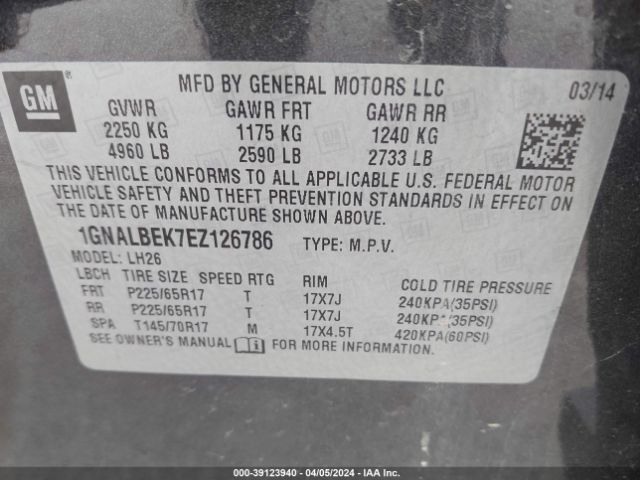 Photo 8 VIN: 1GNALBEK7EZ126786 - CHEVROLET EQUINOX 