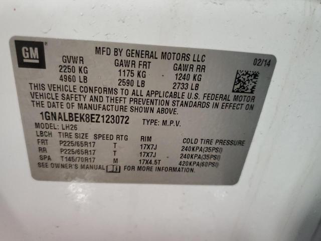 Photo 11 VIN: 1GNALBEK8EZ123072 - CHEVROLET EQUINOX LT 