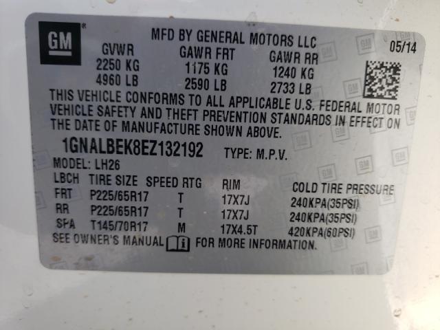 Photo 9 VIN: 1GNALBEK8EZ132192 - CHEVROLET EQUINOX LT 