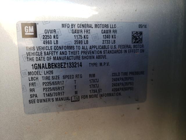 Photo 9 VIN: 1GNALBEK8EZ133214 - CHEVROLET EQUINOX LT 