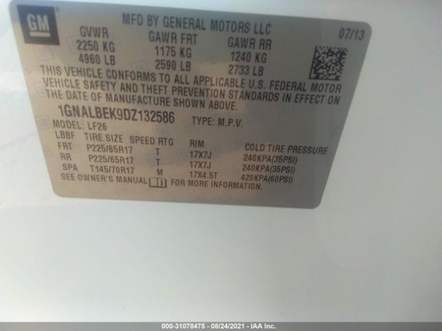 Photo 8 VIN: 1GNALBEK9DZ132586 - CHEVROLET EQUINOX 