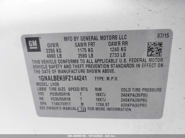 Photo 8 VIN: 1GNALBEK9FZ144241 - CHEVROLET EQUINOX 