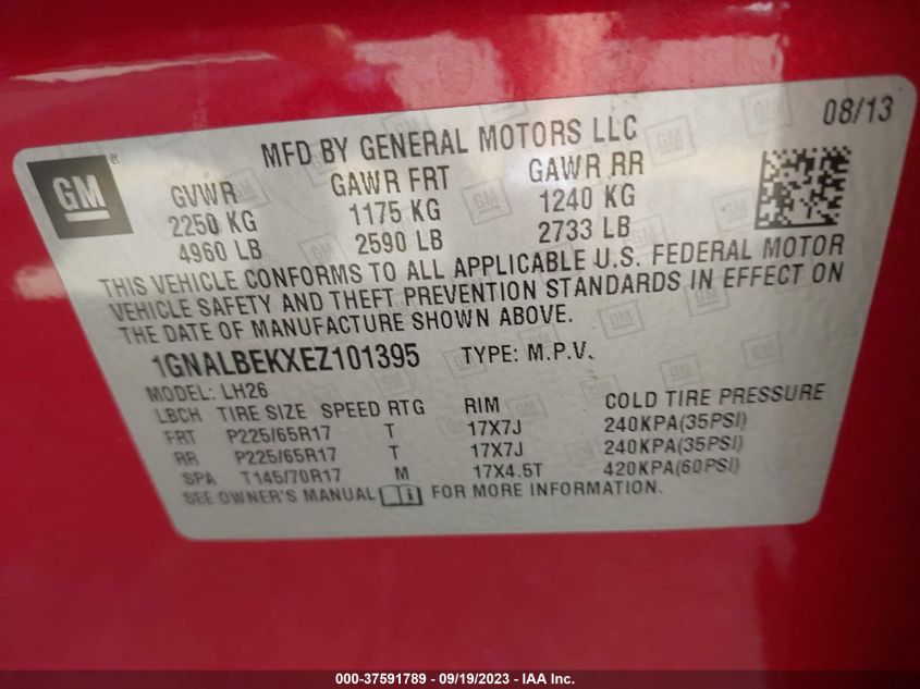 Photo 8 VIN: 1GNALBEKXEZ101395 - CHEVROLET EQUINOX 