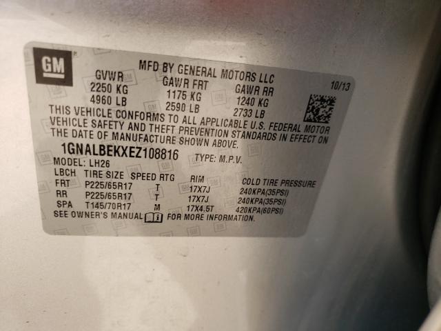 Photo 9 VIN: 1GNALBEKXEZ108816 - CHEVROLET EQUINOX LT 