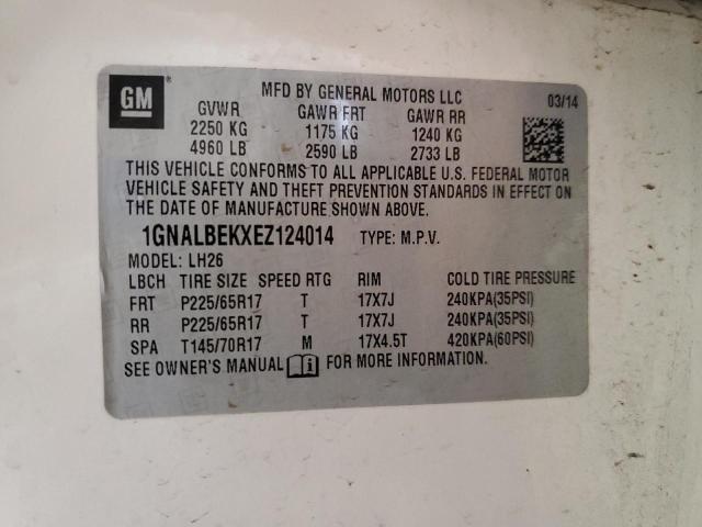 Photo 12 VIN: 1GNALBEKXEZ124014 - CHEVROLET EQUINOX LT 