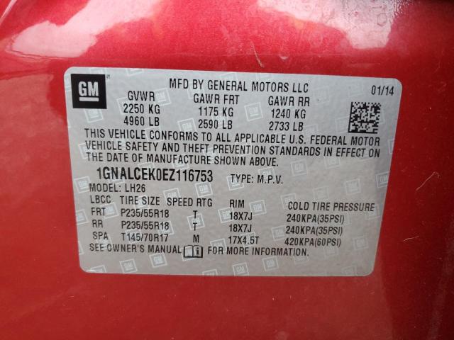 Photo 12 VIN: 1GNALCEK0EZ116753 - CHEVROLET EQUINOX 