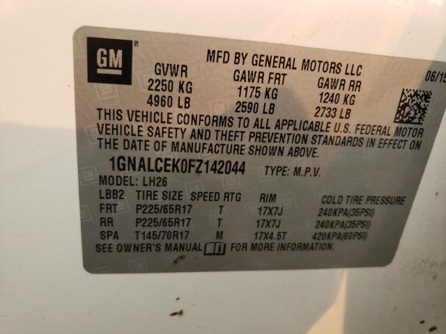 Photo 13 VIN: 1GNALCEK0FZ142044 - CHEVROLET EQUINOX LT 