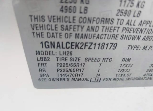 Photo 8 VIN: 1GNALCEK2FZ118179 - CHEVROLET EQUINOX 