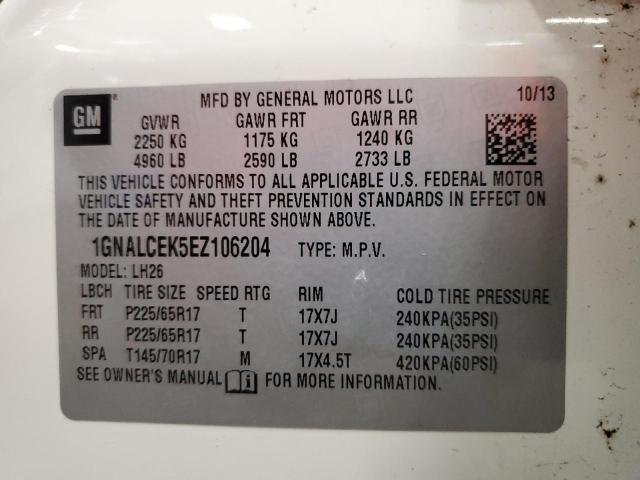 Photo 12 VIN: 1GNALCEK5EZ106204 - CHEVROLET EQUINOX LT 