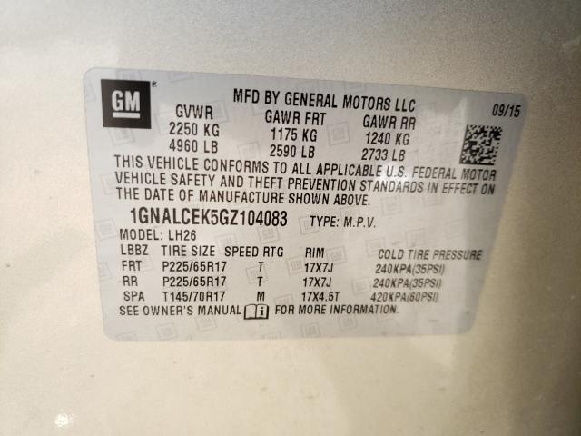 Photo 9 VIN: 1GNALCEK5GZ104083 - CHEVROLET EQUINOX LT 