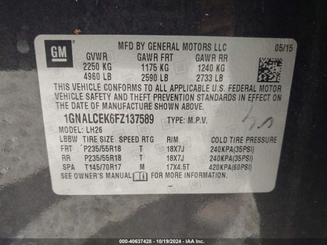 Photo 8 VIN: 1GNALCEK6FZ137589 - CHEVROLET EQUINOX 