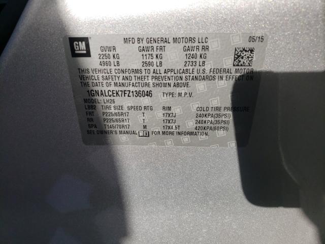 Photo 9 VIN: 1GNALCEK7FZ136046 - CHEVROLET EQUINOX LT 