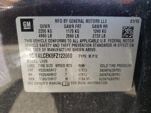 Photo 12 VIN: 1GNALCEK8FZ122060 - CHEVROLET EQUINOX LT 