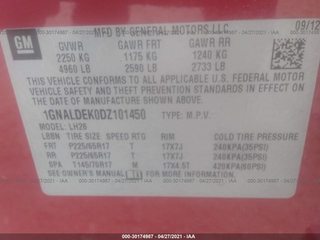 Photo 8 VIN: 1GNALDEK0DZ101450 - CHEVROLET EQUINOX 