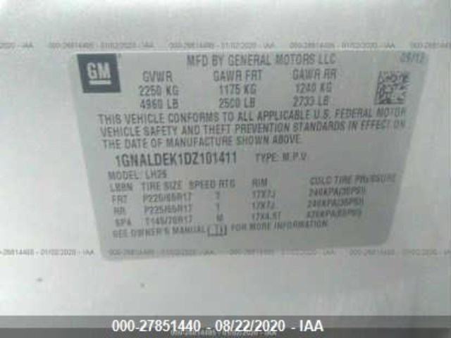 Photo 8 VIN: 1GNALDEK1DZ101411 - CHEVROLET EQUINOX 