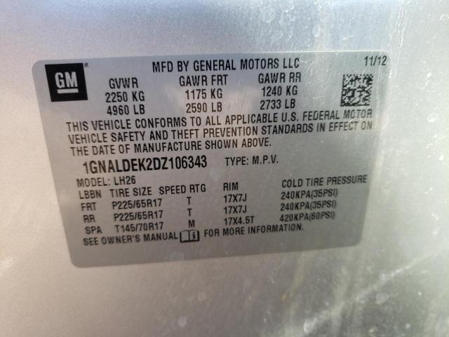 Photo 9 VIN: 1GNALDEK2DZ106343 - CHEVROLET EQUINOX LT 