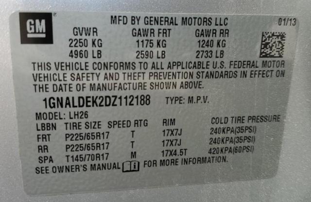 Photo 9 VIN: 1GNALDEK2DZ112188 - CHEVROLET EQUINOX LT 