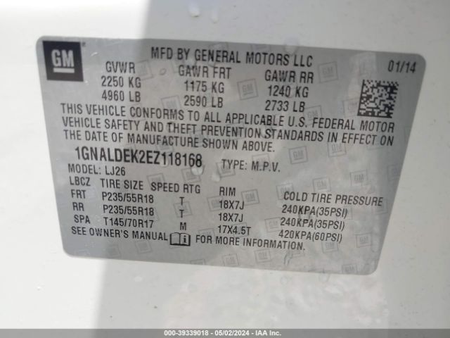 Photo 8 VIN: 1GNALDEK2EZ118168 - CHEVROLET EQUINOX 