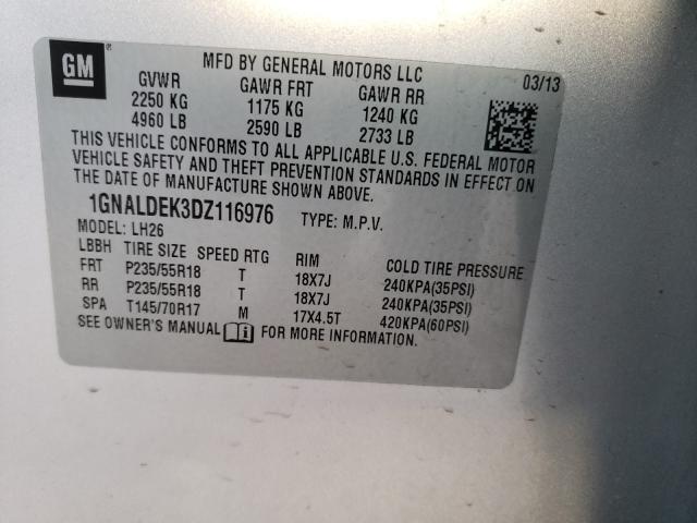 Photo 9 VIN: 1GNALDEK3DZ116976 - CHEVROLET EQUINOX LT 