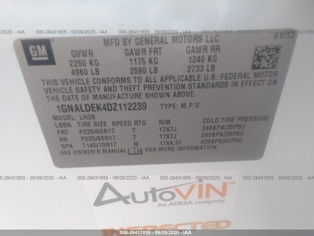 Photo 8 VIN: 1GNALDEK4DZ112239 - CHEVROLET EQUINOX 