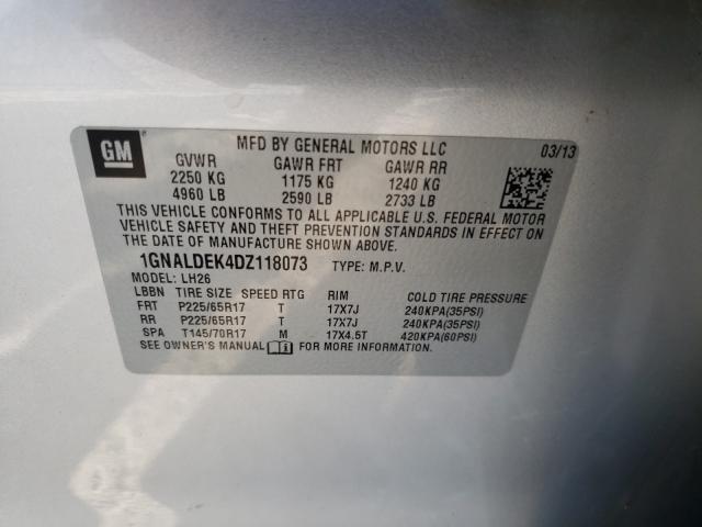 Photo 9 VIN: 1GNALDEK4DZ118073 - CHEVROLET EQUINOX LT 