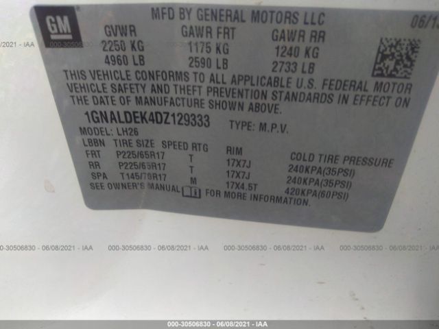 Photo 8 VIN: 1GNALDEK4DZ129333 - CHEVROLET EQUINOX 