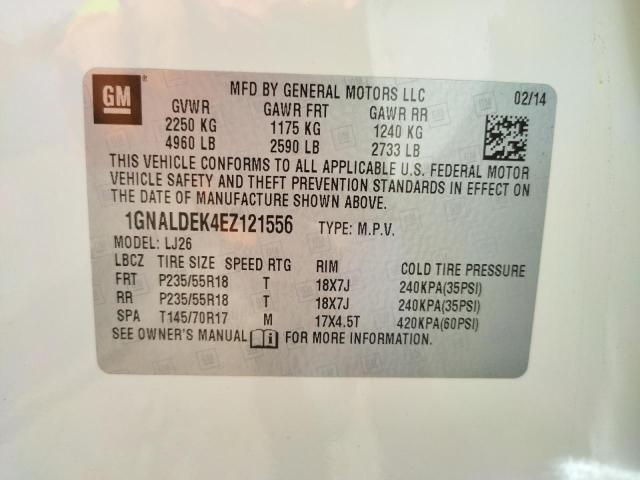 Photo 9 VIN: 1GNALDEK4EZ121556 - CHEVROLET EQUINOX LT 