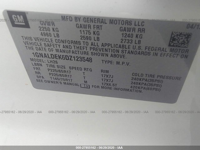 Photo 8 VIN: 1GNALDEK6DZ123548 - CHEVROLET EQUINOX 