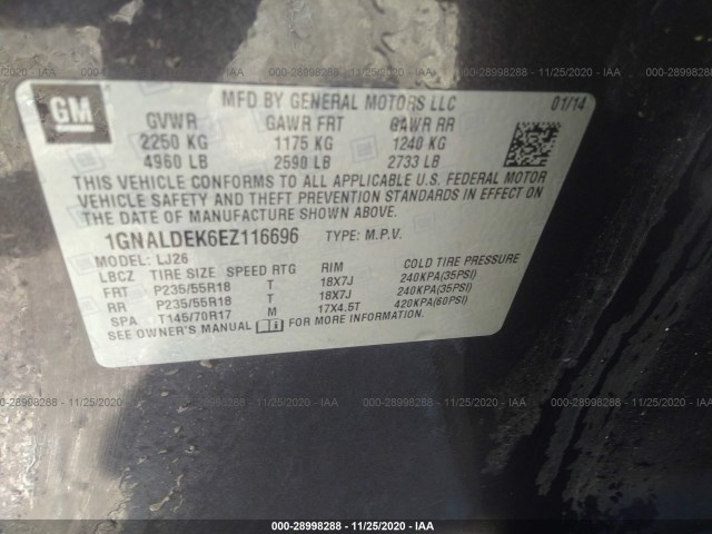 Photo 8 VIN: 1GNALDEK6EZ116696 - CHEVROLET EQUINOX 