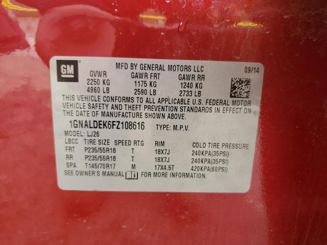 Photo 12 VIN: 1GNALDEK6FZ108616 - CHEVROLET EQUINOX LT 