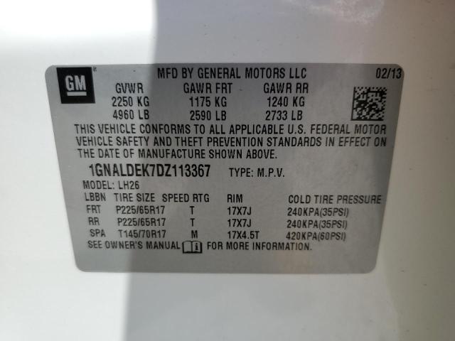 Photo 9 VIN: 1GNALDEK7DZ113367 - CHEVROLET EQUINOX LT 