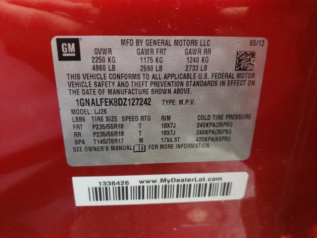 Photo 9 VIN: 1GNALFEK8DZ127242 - CHEVROLET EQUINOX LT 