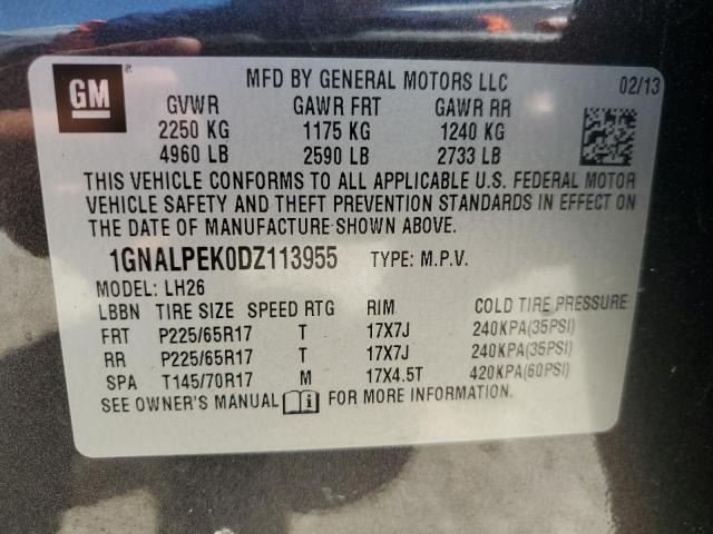 Photo 12 VIN: 1GNALPEK0DZ113955 - CHEVROLET EQUINOX LT 