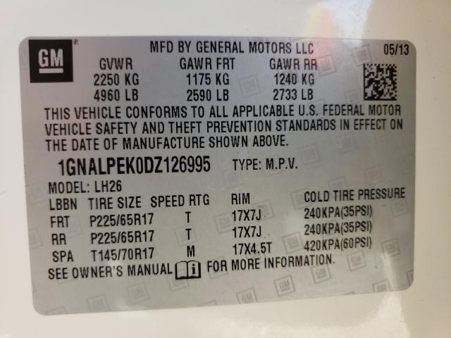 Photo 9 VIN: 1GNALPEK0DZ126995 - CHEVROLET EQUINOX LT 