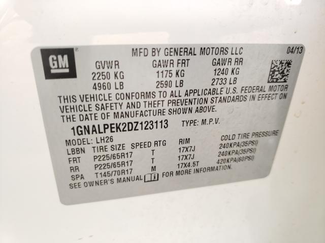 Photo 9 VIN: 1GNALPEK2DZ123113 - CHEVROLET EQUINOX LT 