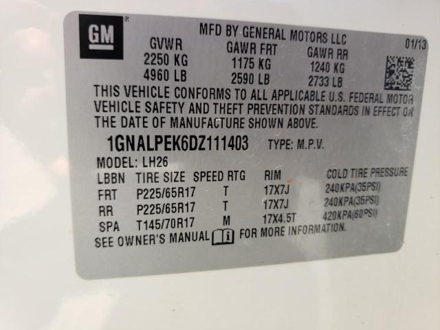 Photo 9 VIN: 1GNALPEK6DZ111403 - CHEVROLET EQUINOX LT 