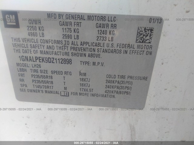 Photo 8 VIN: 1GNALPEK9DZ112898 - CHEVROLET EQUINOX 